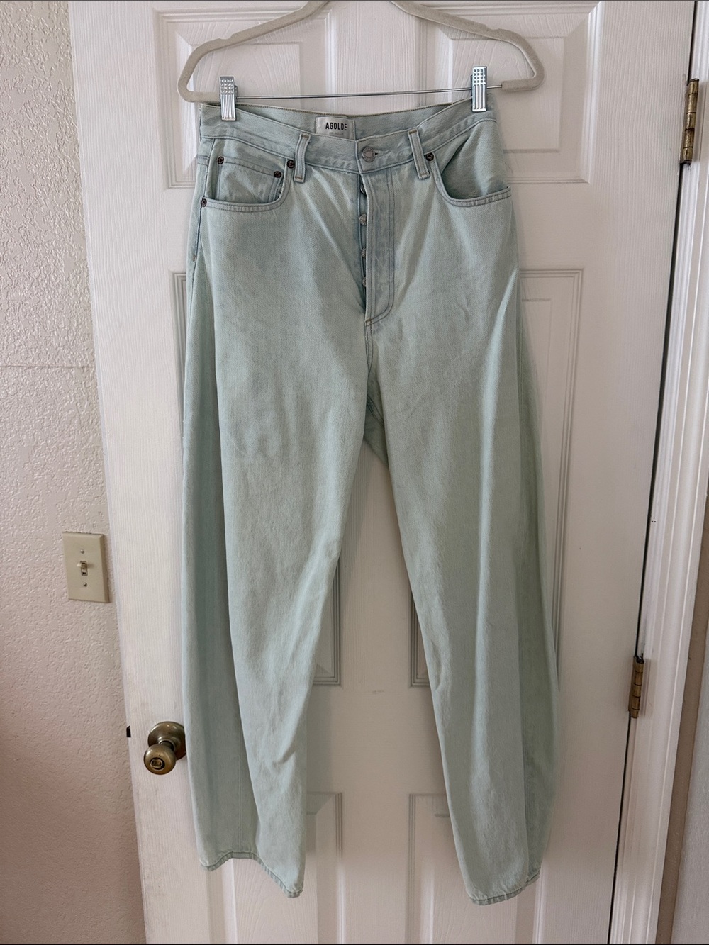 Agolde Luna Jeans in Pale Mint - Picture 2 of 5